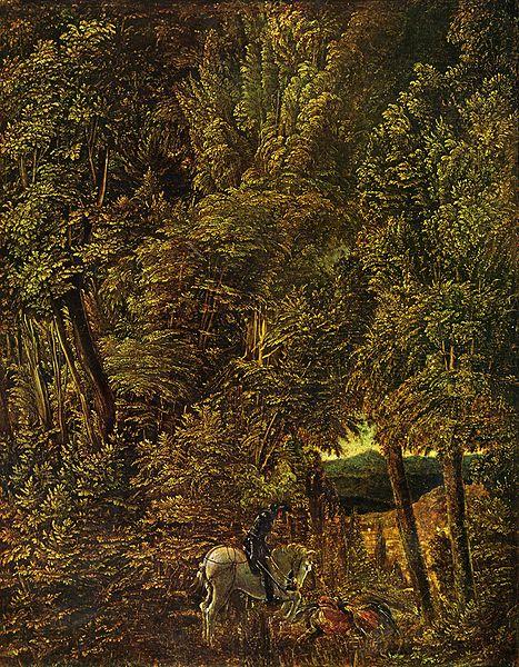 Albrecht Altdorfer Countryside of wood with Saint George fighting the dragon Germany oil painting art